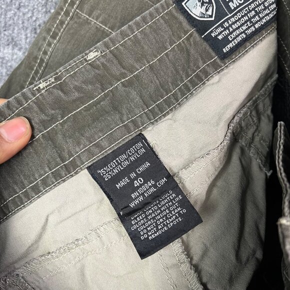KÜHL Men's Olive "Vintage Patina Dye" Cotton Blend Hiking Shorts - Size 40 - Picture 5 of 6